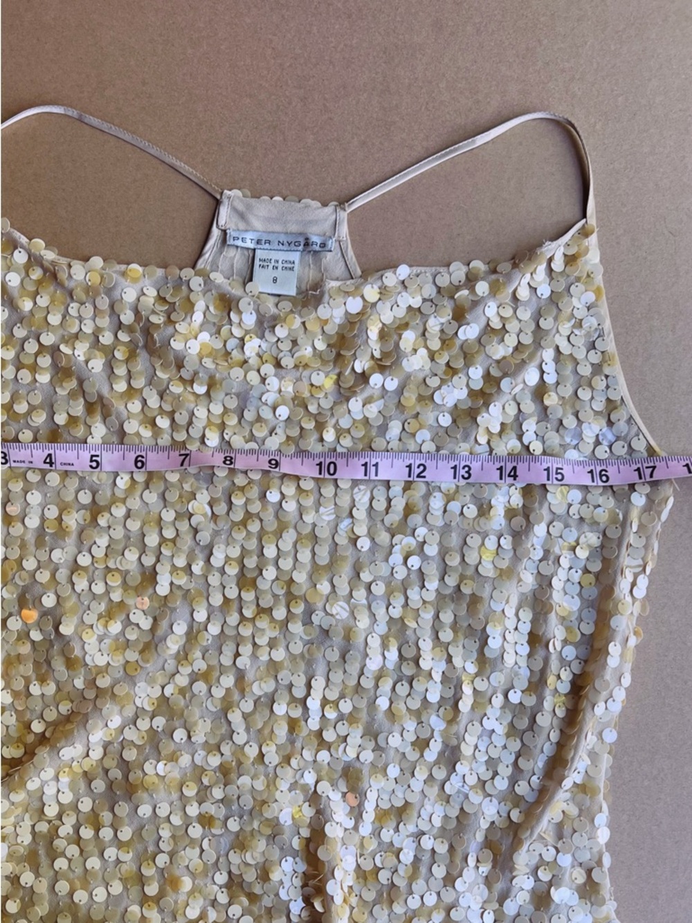 SOLD 💗 Peter Nygård Sequin Tank Top Gold Champagne Racerback Party Size 8 - Picture 6 of 8